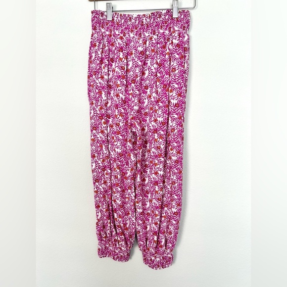 Anthropologie Smocked Abstract Print Pink Jogger Pants Boho‎ Beach Size Small - Picture 1 of 9
